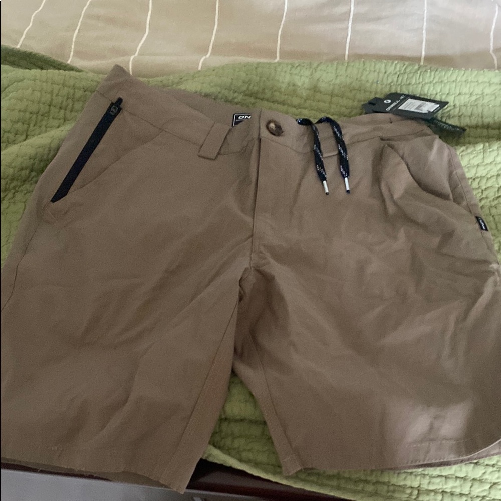 Brown Casual Shorts with Drawstring